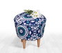 Atelier Del Sofa Puf Tradicional de Damasco Azul y Blanco